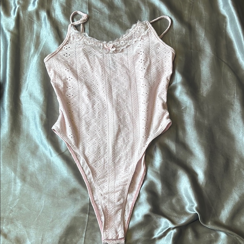 Lace Trim Pink Kids One Piece